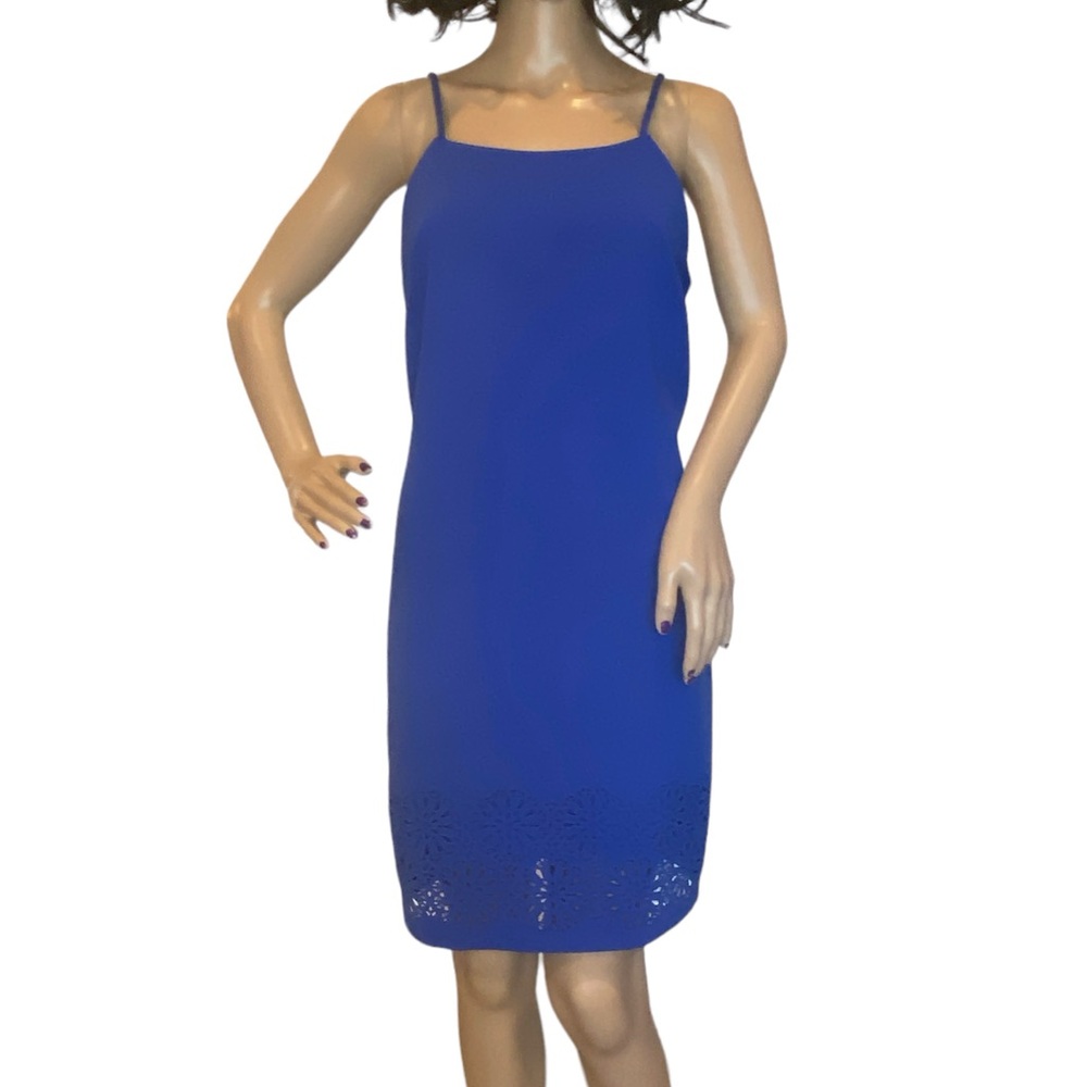Banana Republic Knee Length Dress with Cutouts Spaghetti Straps Blue Sz 8P EUC